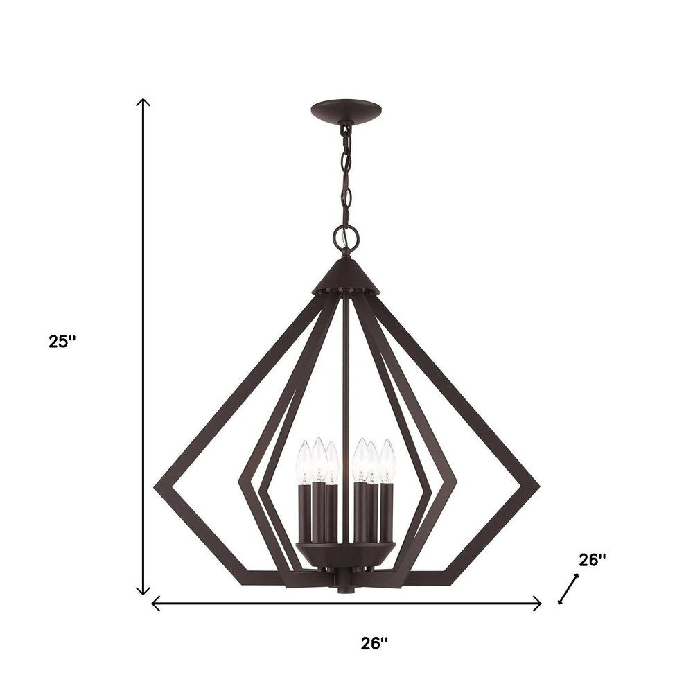Bronze Six Light Dimmable Chandelier With Shades