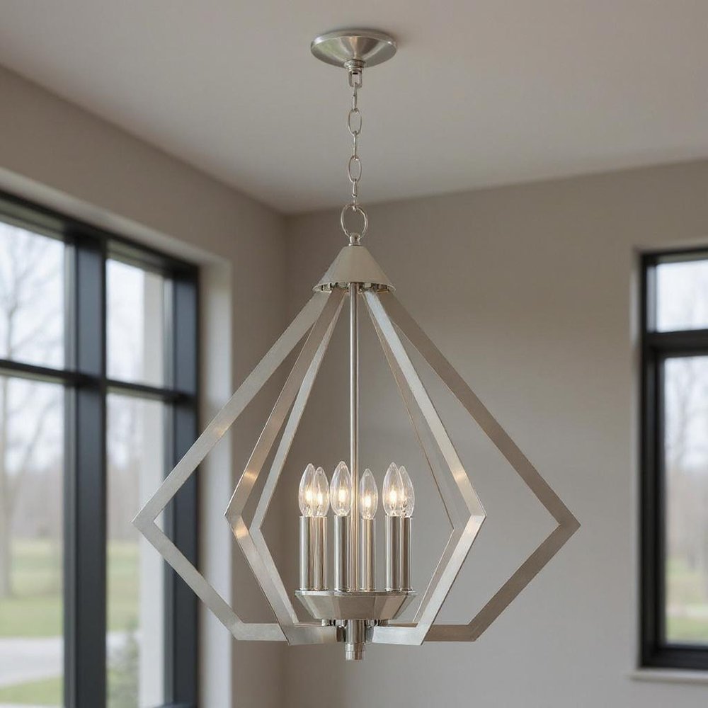 Six Light Dimmable Chandelier With Shades