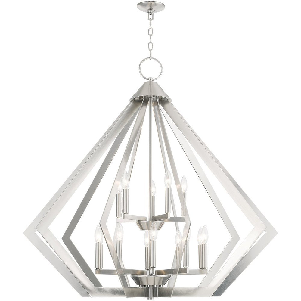 Nickel Multi Light Metal Dimmable Chandelier With Shades