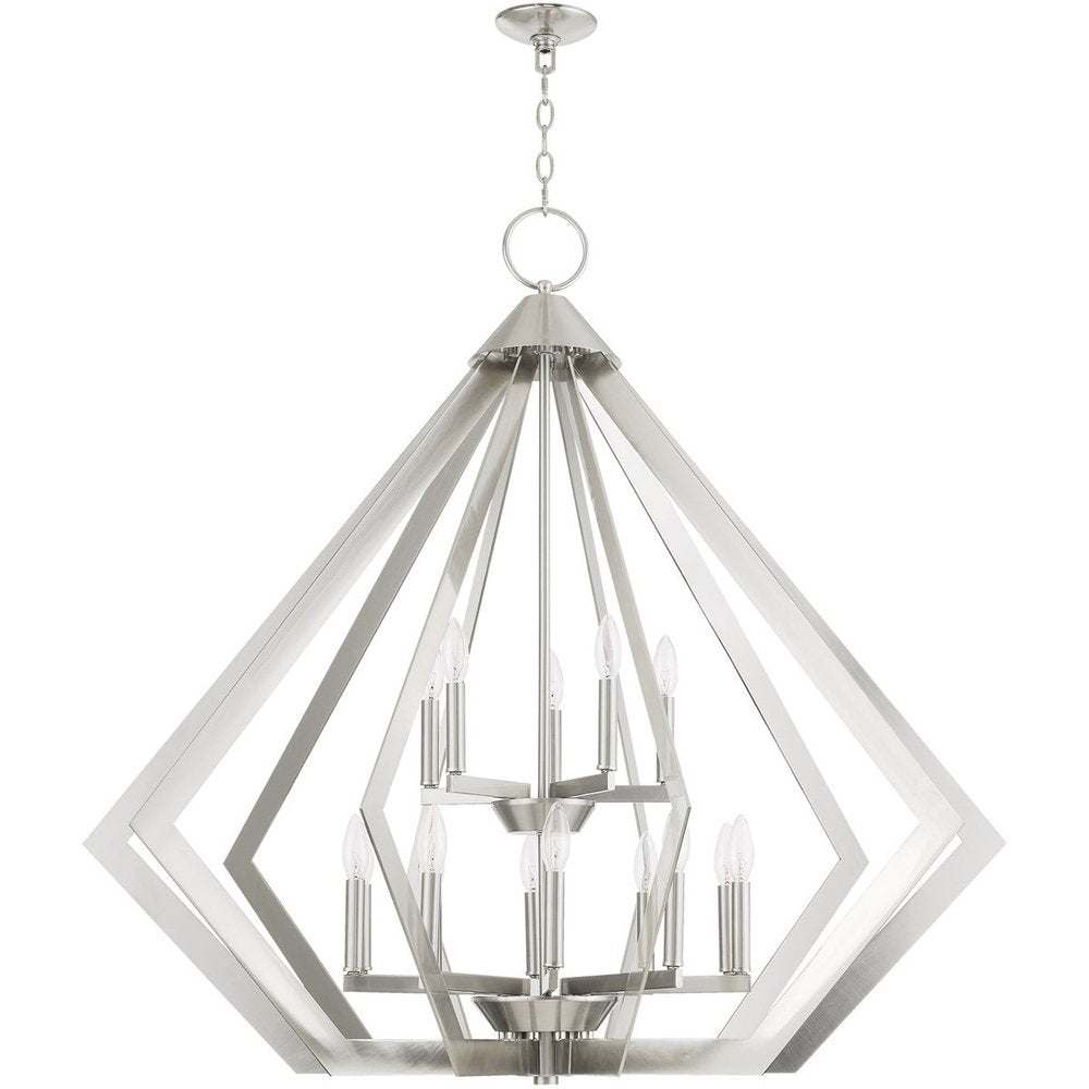 Nickel Multi Light Metal Dimmable Chandelier With Shades