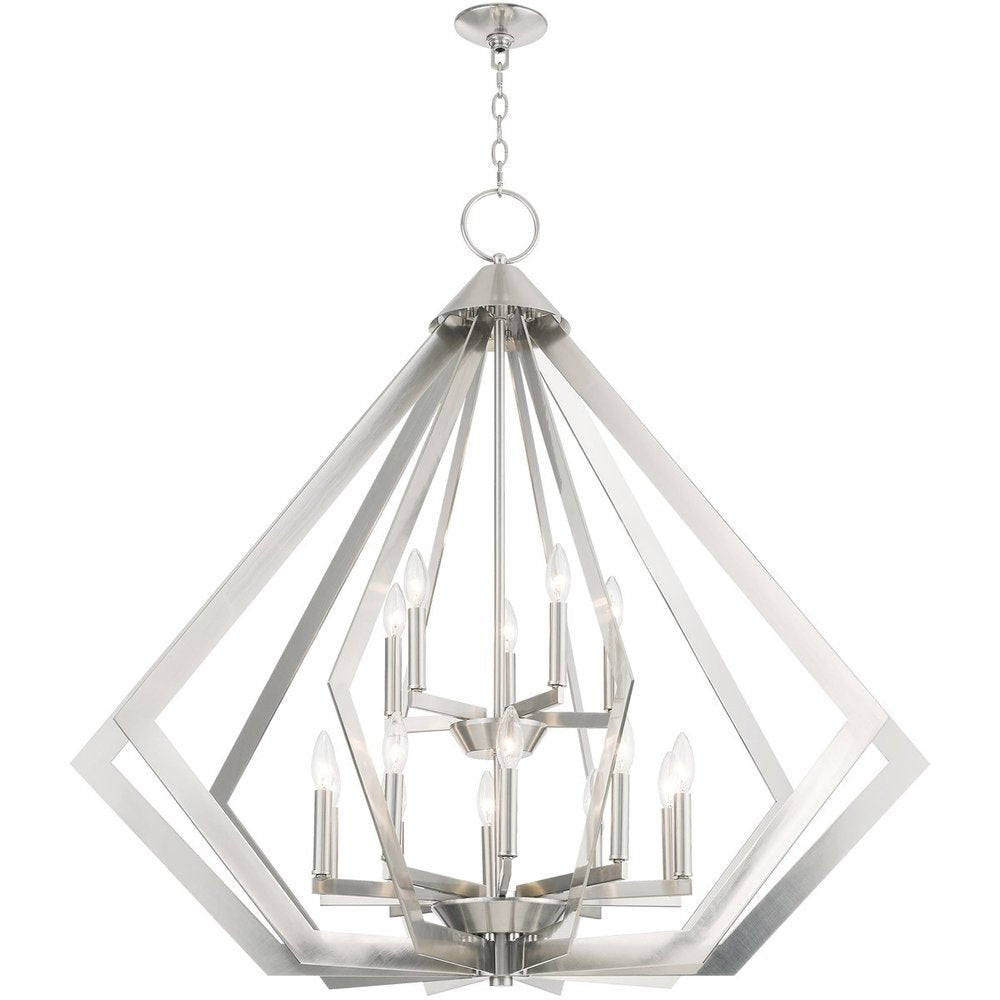 Nickel Multi Light Metal Dimmable Chandelier With Shades