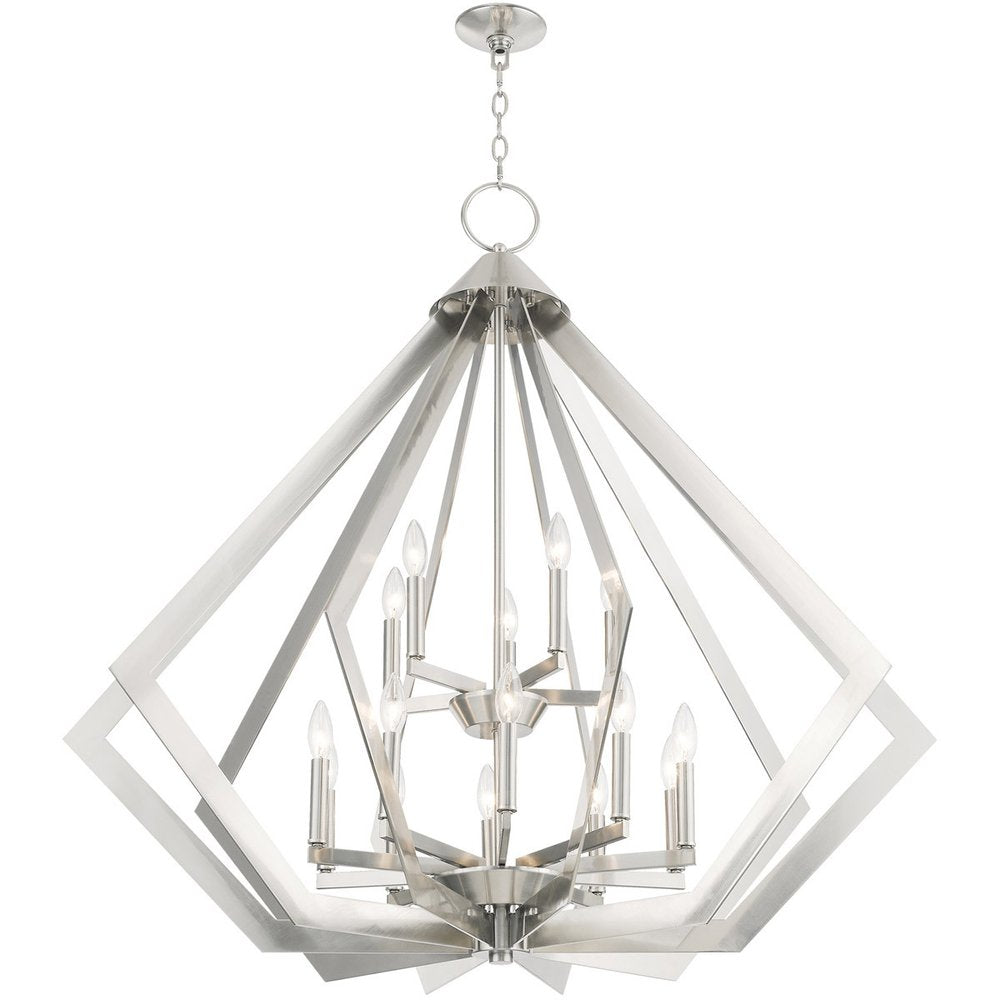 Nickel Multi Light Metal Dimmable Chandelier With Shades