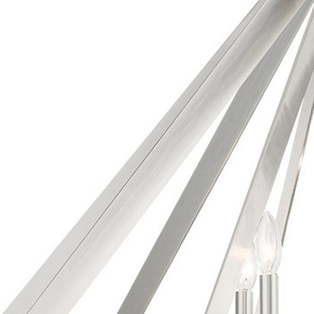 Nickel Multi Light Metal Dimmable Chandelier With Shades