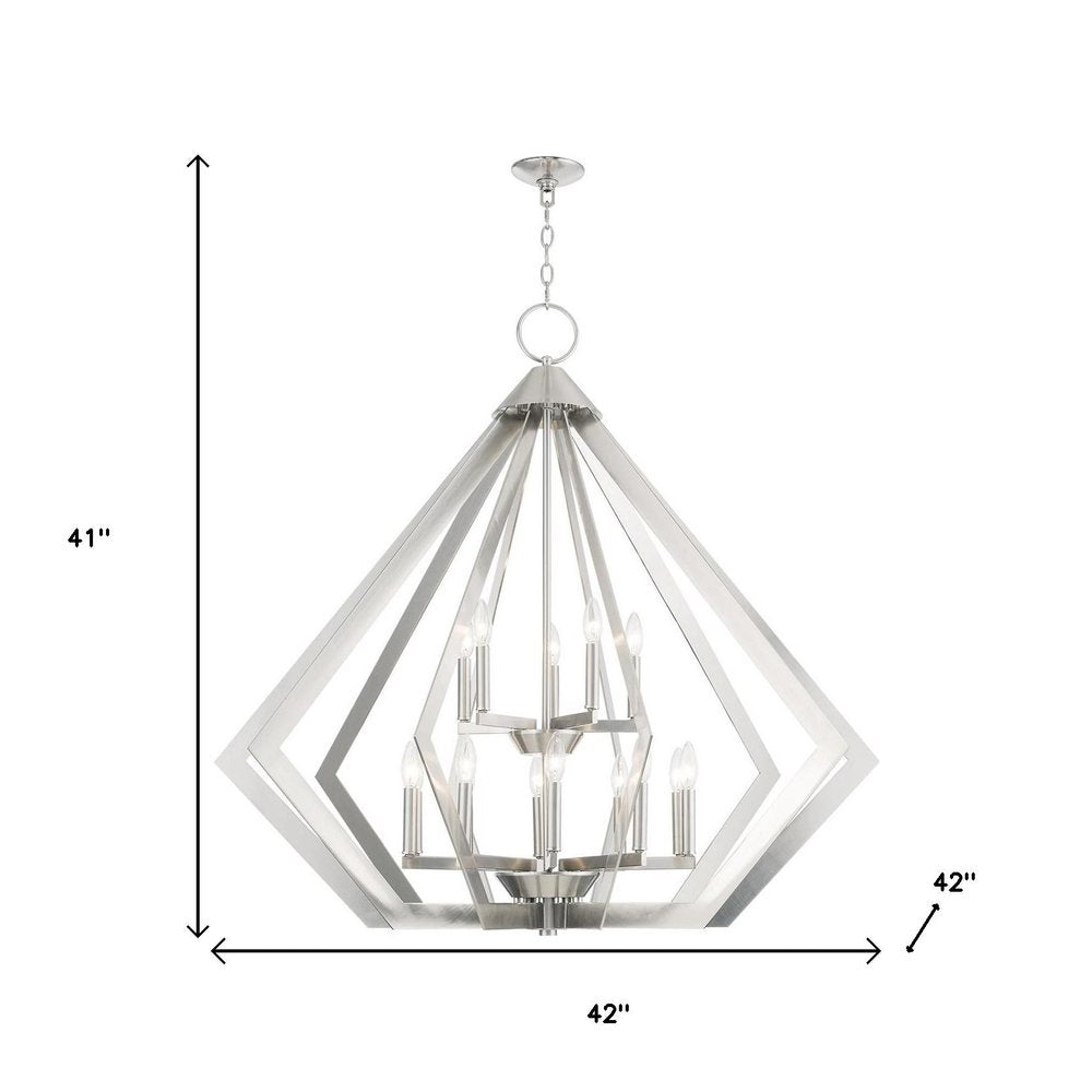 Nickel Multi Light Metal Dimmable Chandelier With Shades