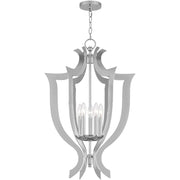 Silver Five Light Metal Dimmable Chandelier With Shades