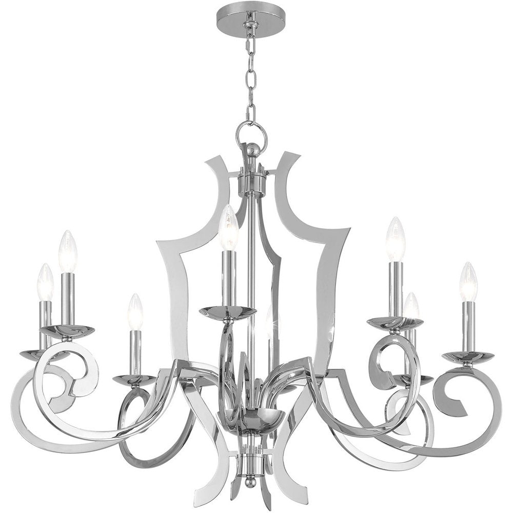 Eight Light Dimmable Chandelier With Shades