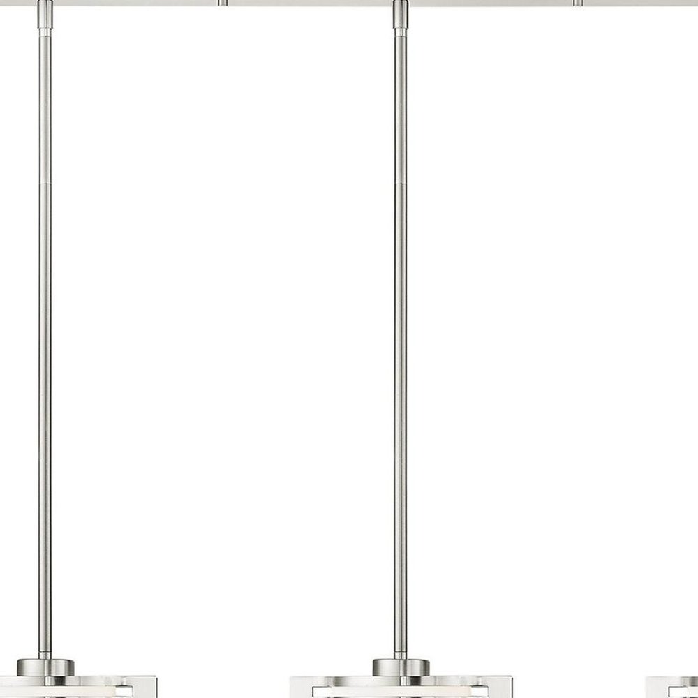 Nickel Three Light Metal Dimmable Chandelier With Shades