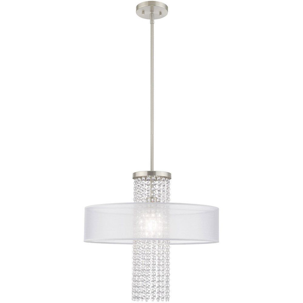 Nickel Metal Dimmable Chandelier With Shades