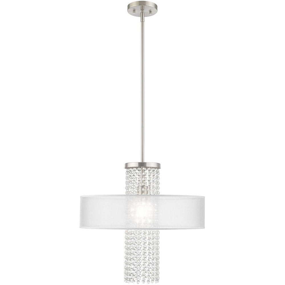 Nickel Metal Dimmable Chandelier With Shades