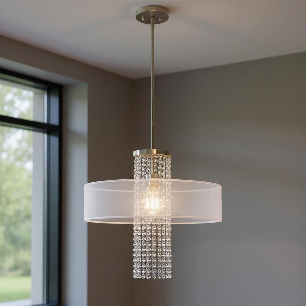 Nickel Metal Dimmable Chandelier With Shades