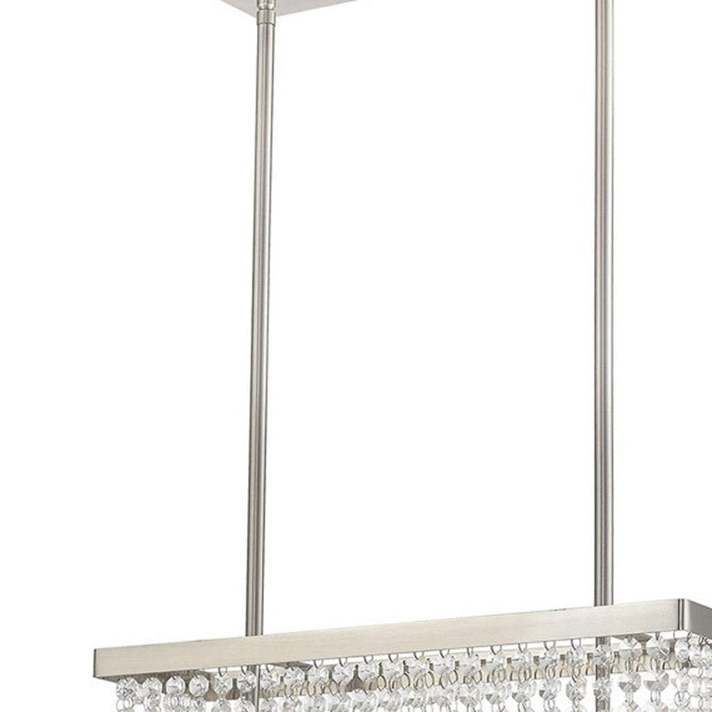 Nickel Three Light Metal Dimmable Chandelier With Shades