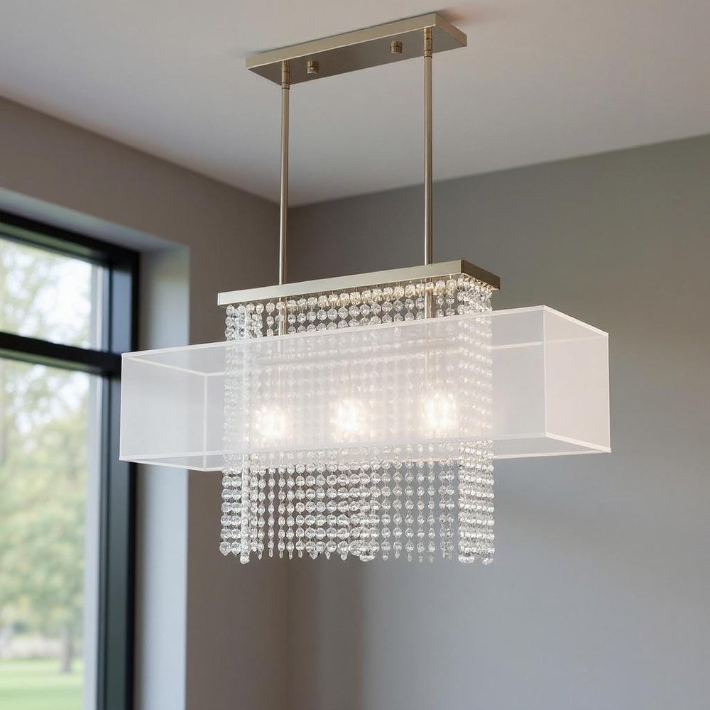 Three Light Dimmable Chandelier With Shades