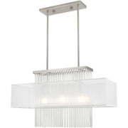 Nickel Three Light Metal Dimmable Chandelier With Shades