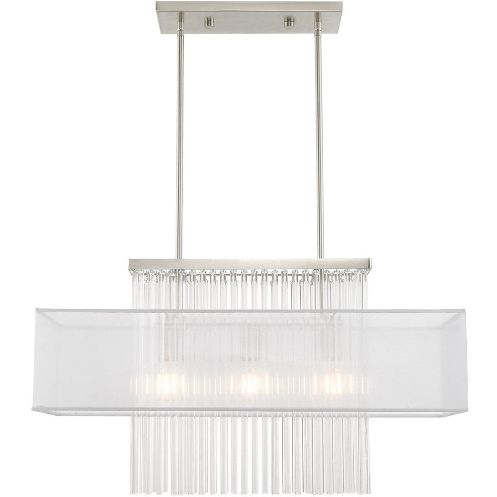 Nickel Three Light Metal Dimmable Chandelier With Shades
