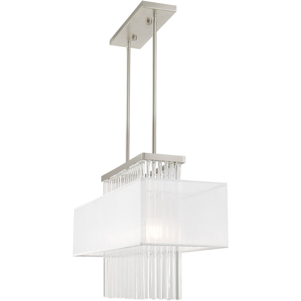 Nickel Three Light Metal Dimmable Chandelier With Shades