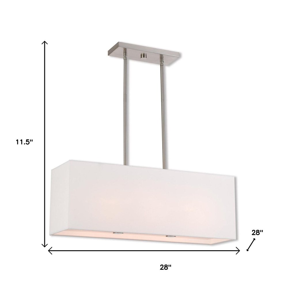 Nickel Three Light Metal Dimmable Chandelier With Shades