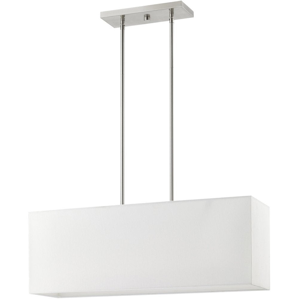 Nickel Three Light Metal Dimmable Chandelier With Shades