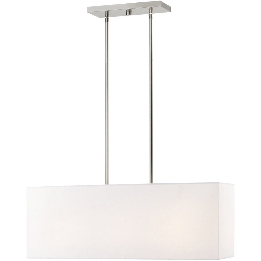 Nickel Three Light Metal Dimmable Chandelier With Shades