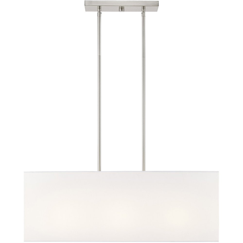 Nickel Three Light Metal Dimmable Chandelier With Shades