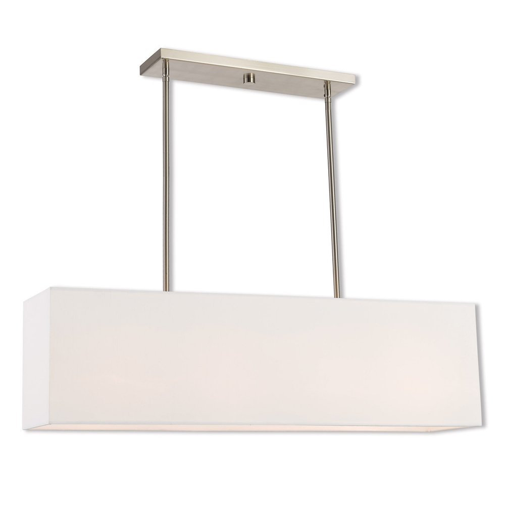 Nickel Four Light Metal Dimmable Chandelier With Shades
