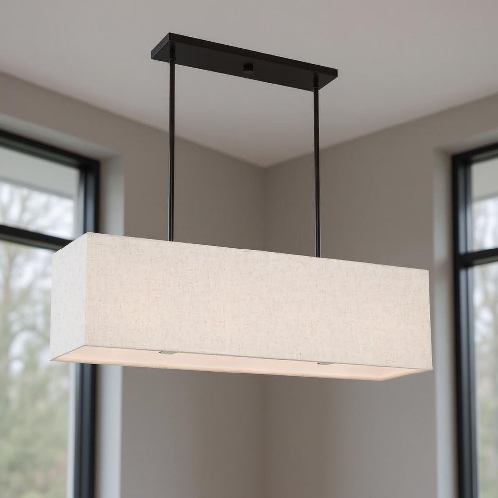 Bronze Four Light Metal Dimmable Chandelier With Shades