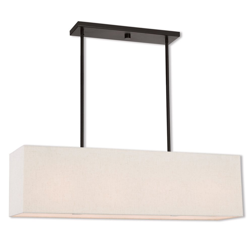 Bronze Four Light Metal Dimmable Chandelier With Shades