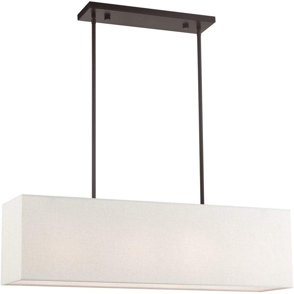 Bronze Four Light Metal Dimmable Chandelier With Shades
