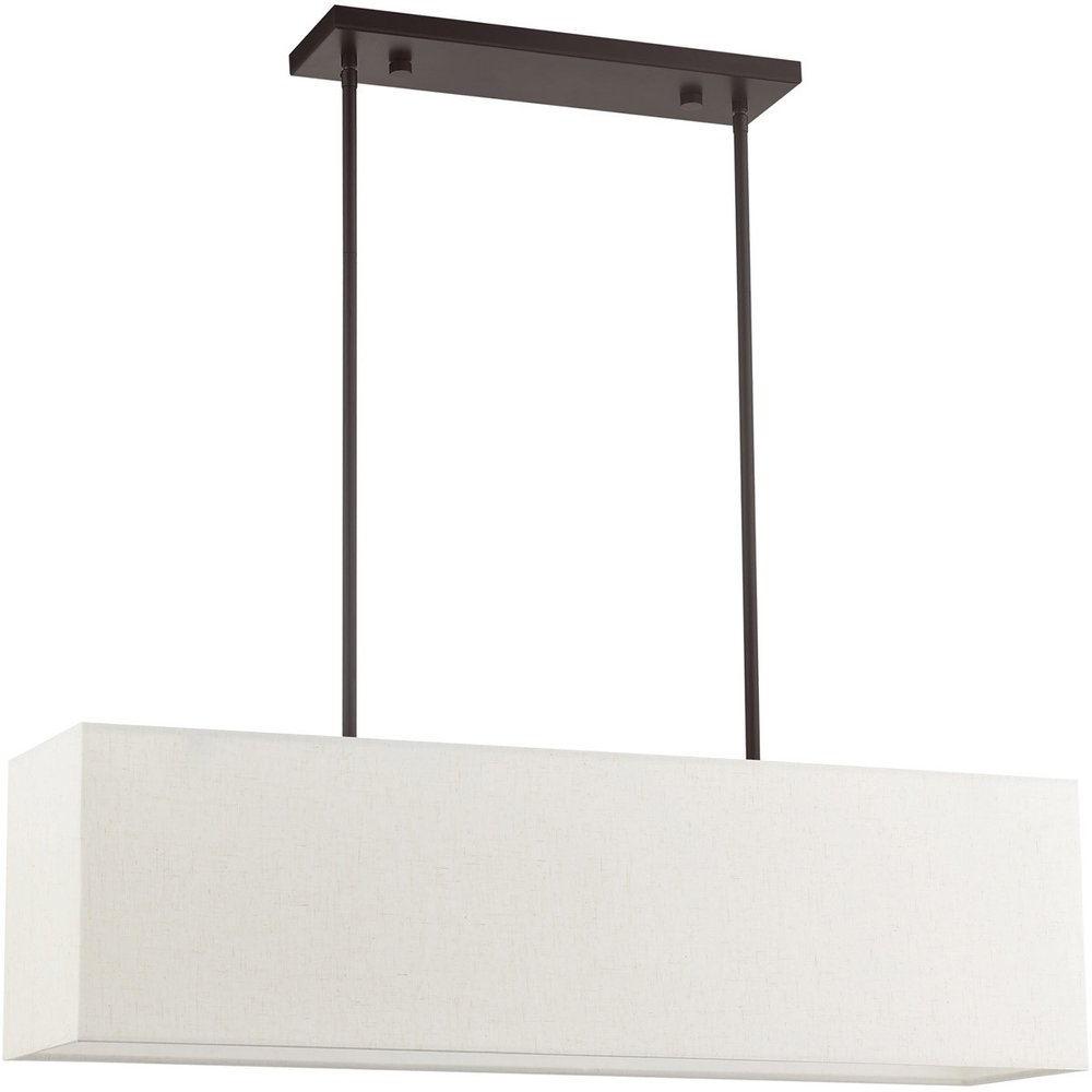 Bronze Four Light Metal Dimmable Chandelier With Shades