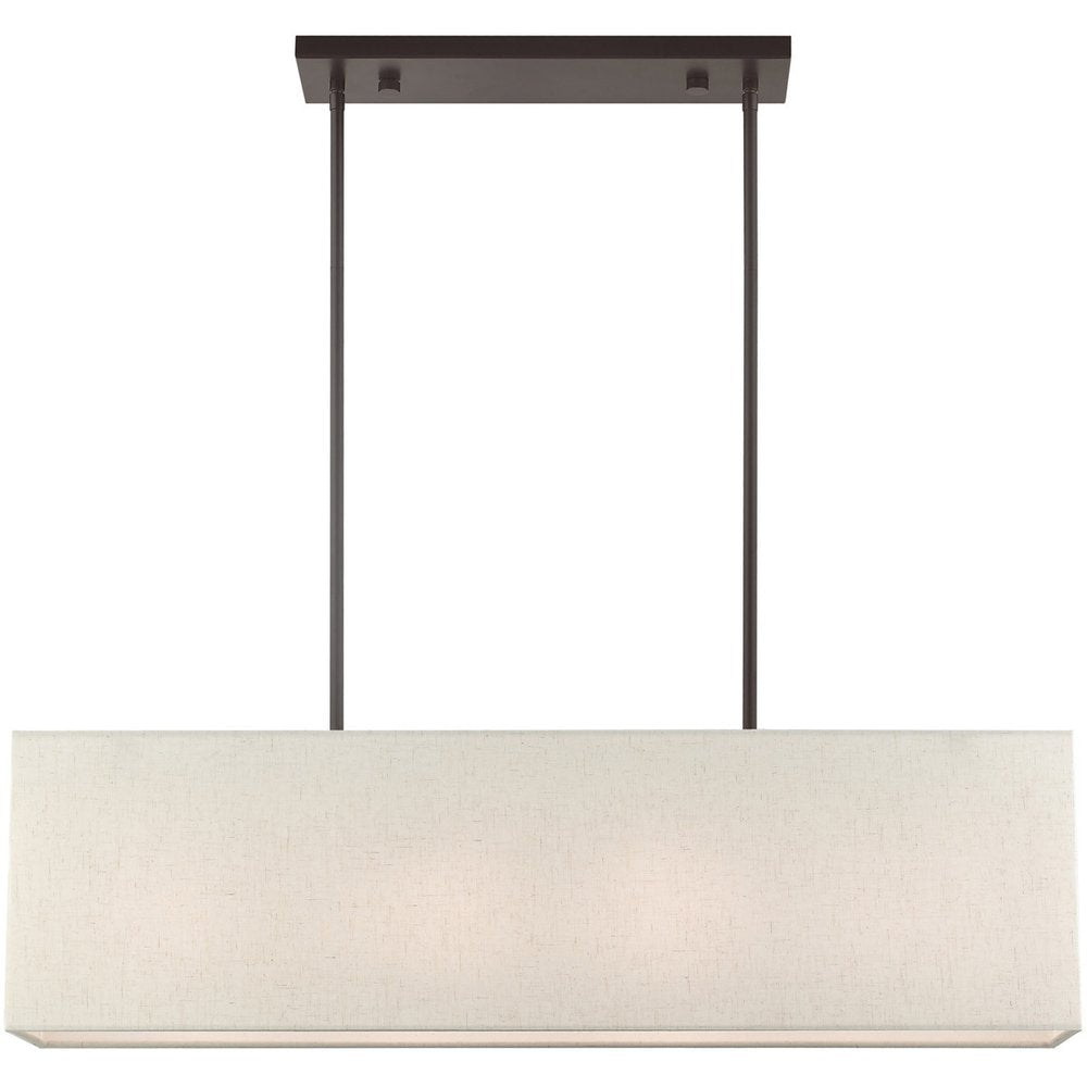Bronze Four Light Metal Dimmable Chandelier With Shades