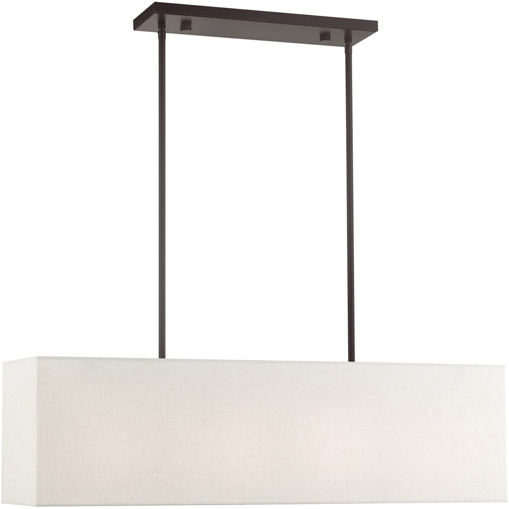 Bronze Four Light Metal Dimmable Chandelier With Shades