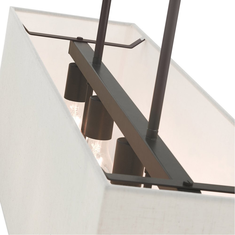 Bronze Four Light Metal Dimmable Chandelier With Shades