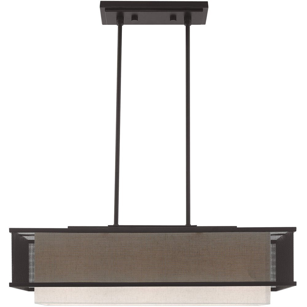 Bronze Three Light Metal Dimmable Chandelier With Shades