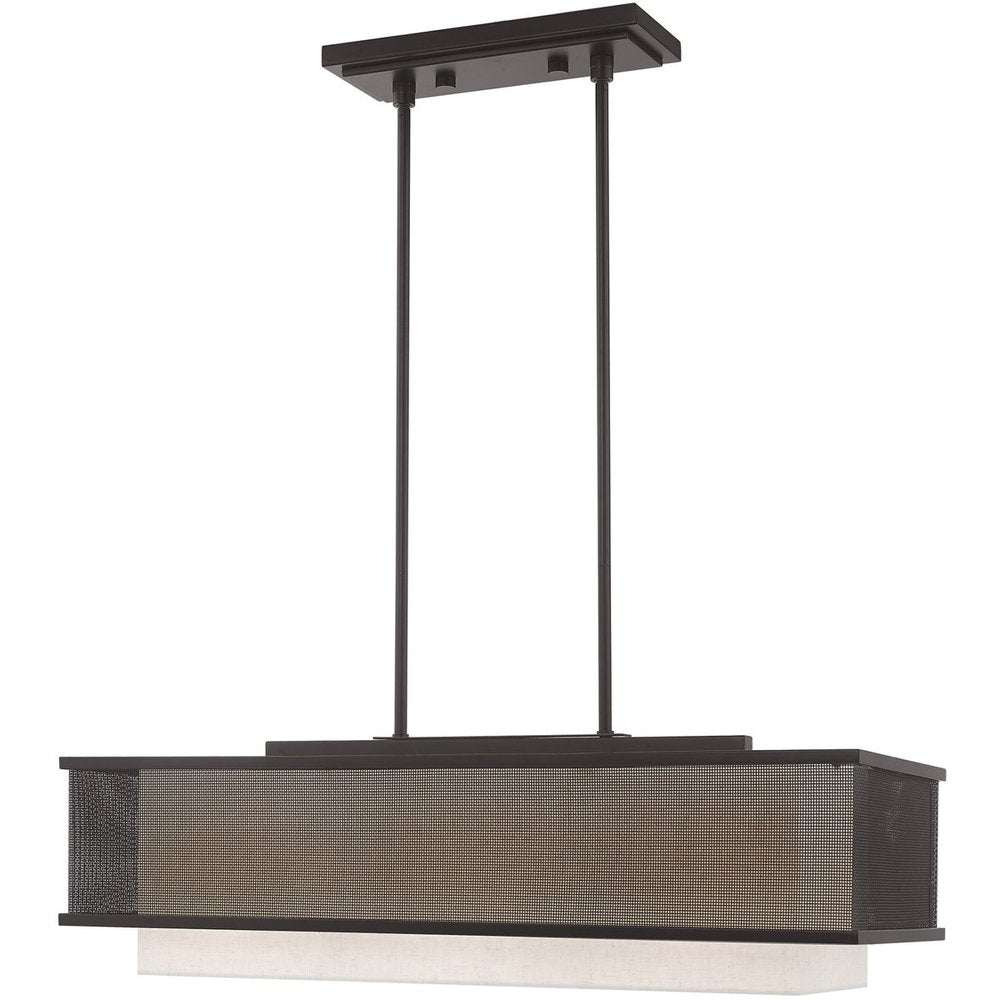 Bronze Three Light Metal Dimmable Chandelier With Shades