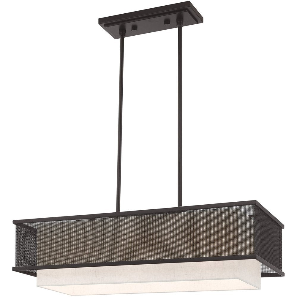 Bronze Three Light Metal Dimmable Chandelier With Shades
