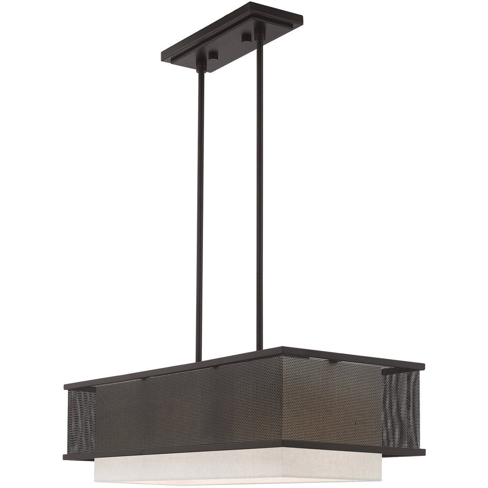 Bronze Three Light Metal Dimmable Chandelier With Shades