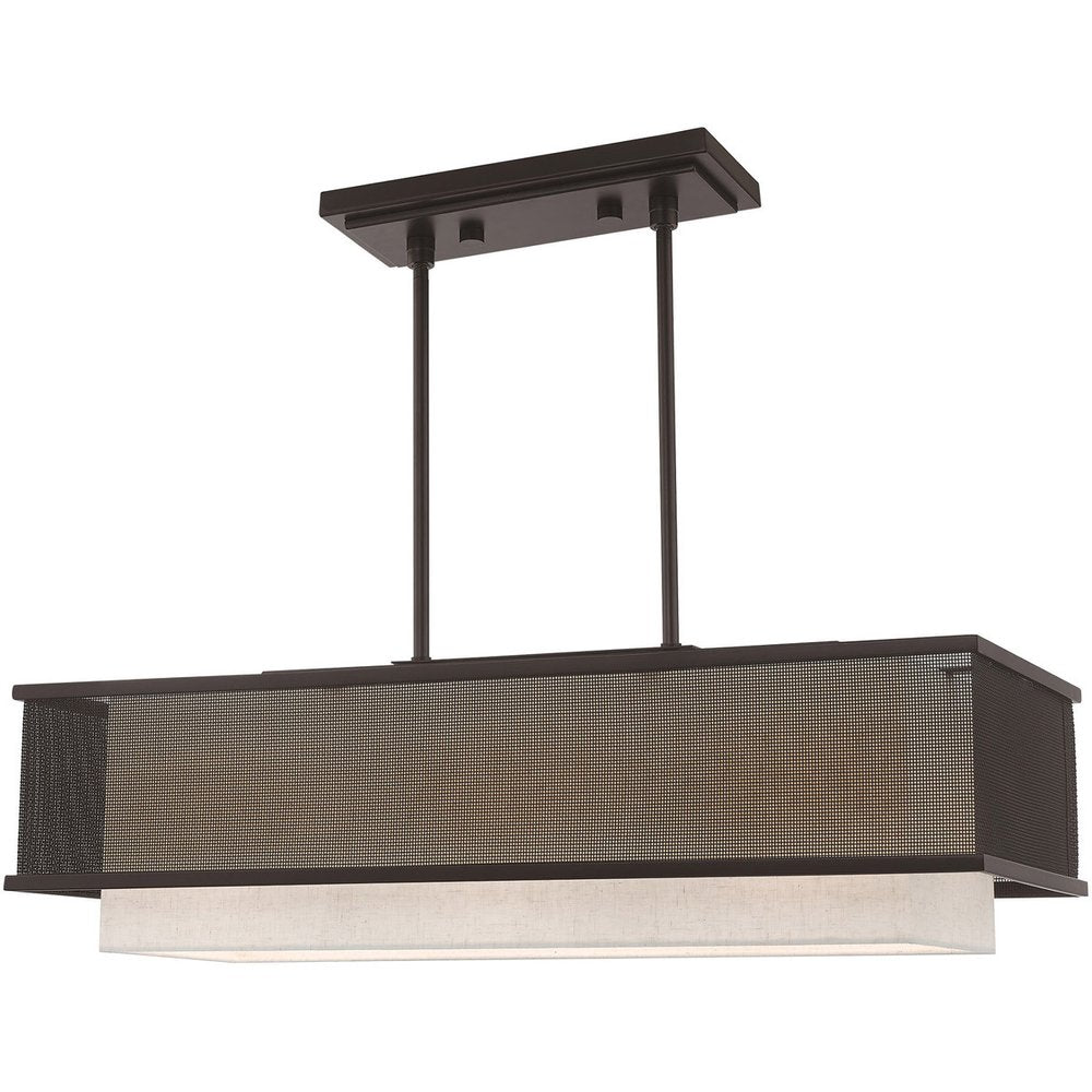 Bronze Three Light Metal Dimmable Chandelier With Shades