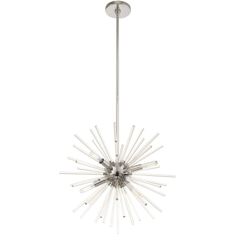 Silver Six Light Metal Dimmable Chandelier With Shades