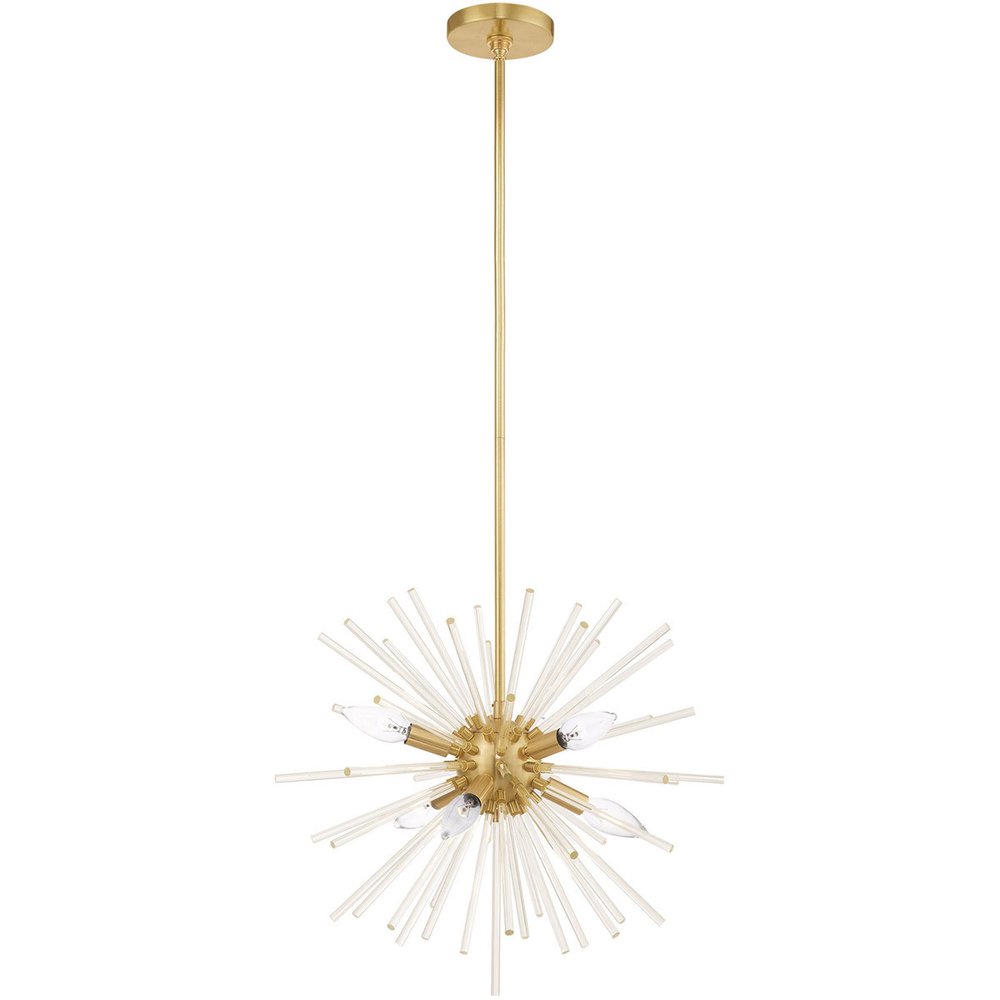 Brass Six Light Metal Dimmable Chandelier With Shades