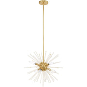 Brass Six Light Metal Dimmable Chandelier With Shades