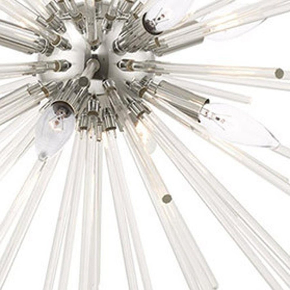 Silver Eight Light Metal Dimmable Chandelier With Shades