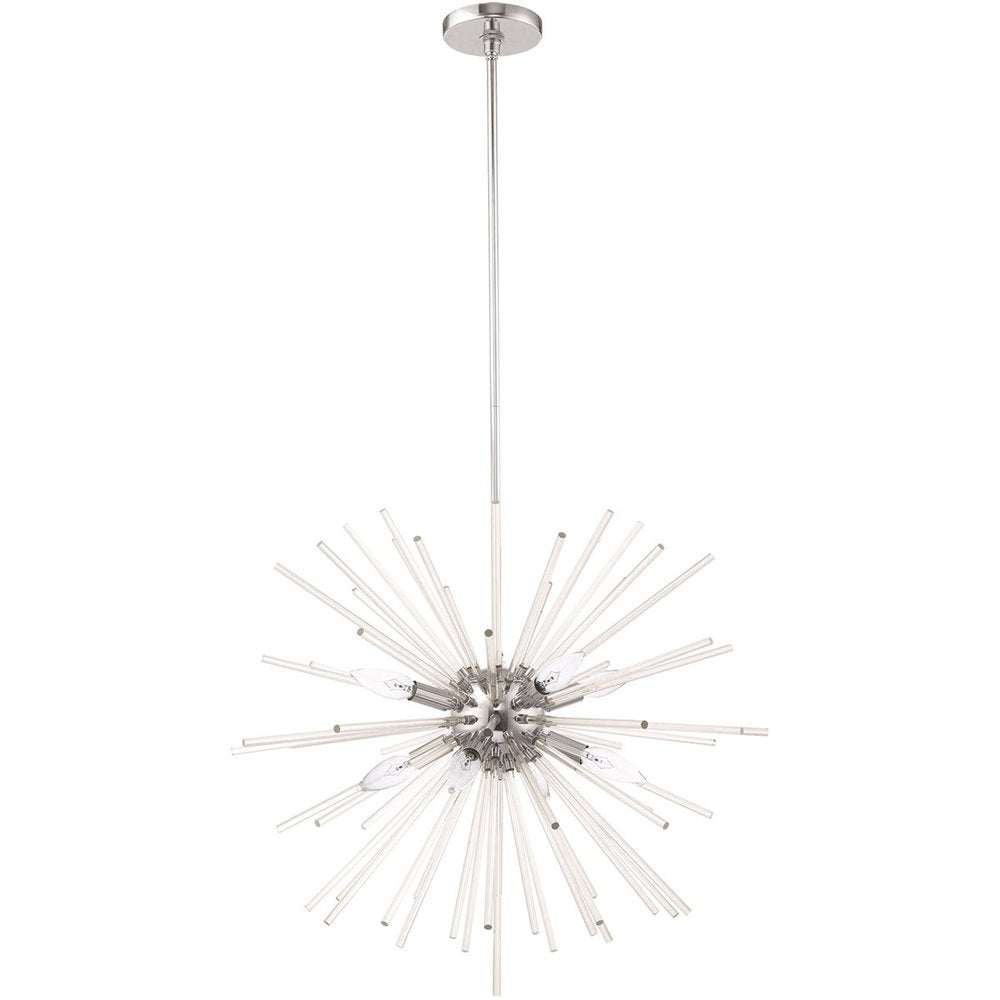 Eight Light Dimmable Chandelier With Shades