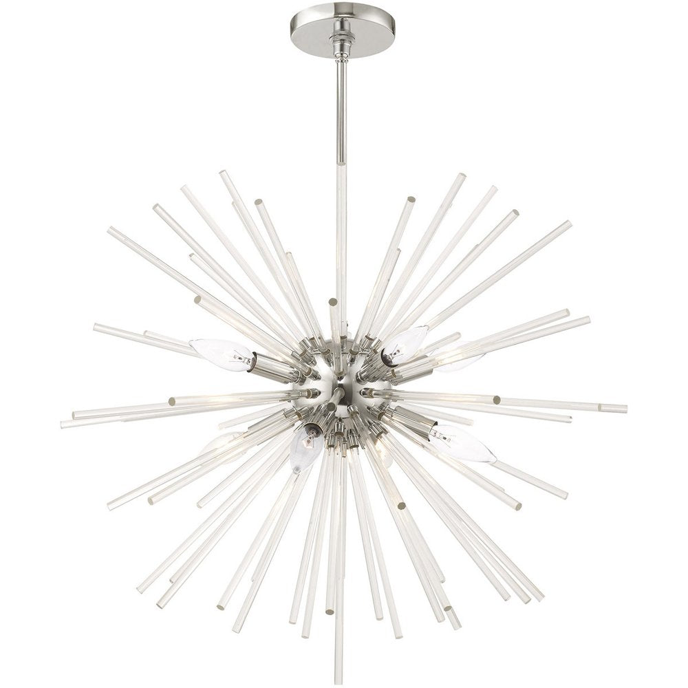 Eight Light Dimmable Chandelier With Shades
