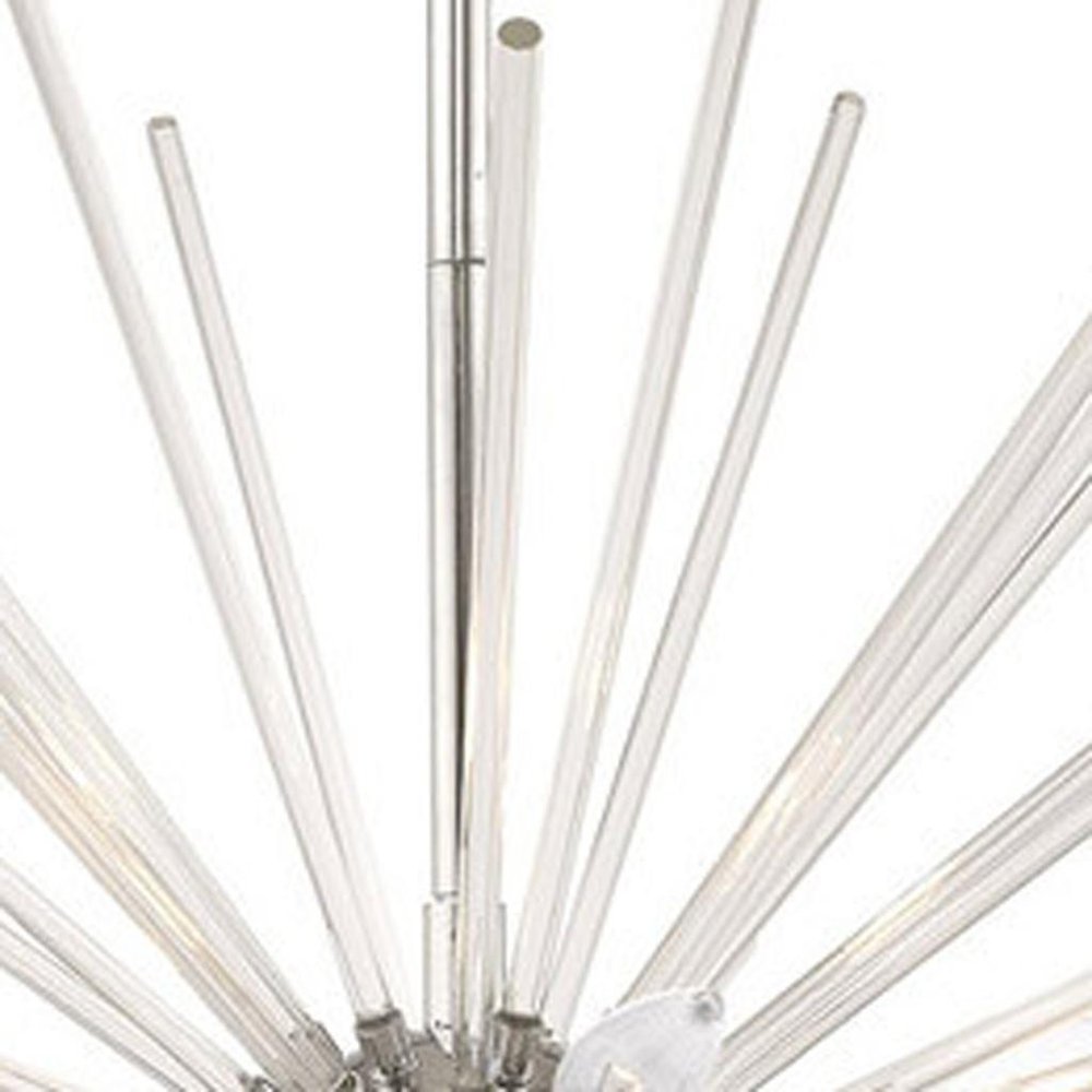 Silver Eight Light Metal Dimmable Chandelier With Shades