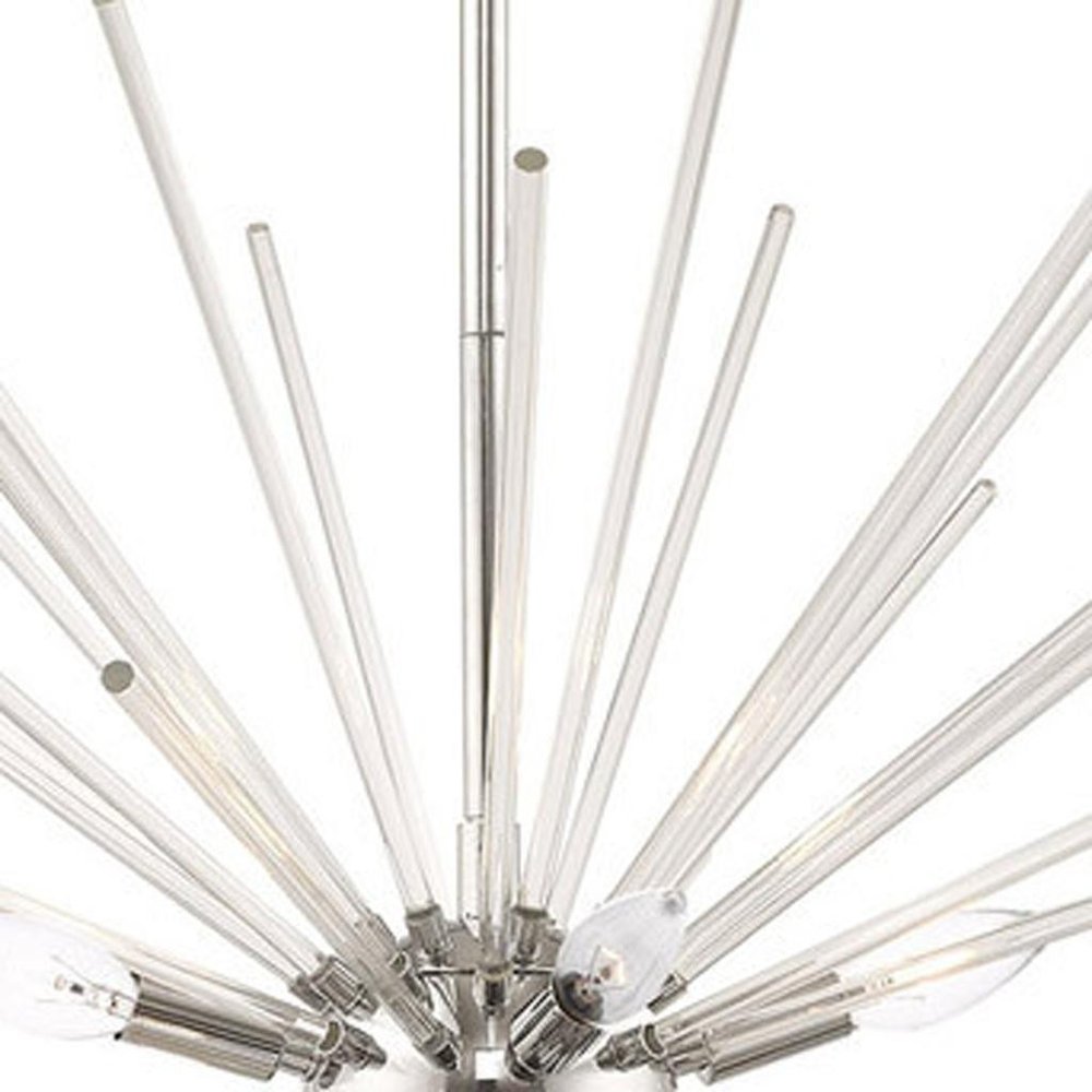 Silver Eight Light Metal Dimmable Chandelier With Shades