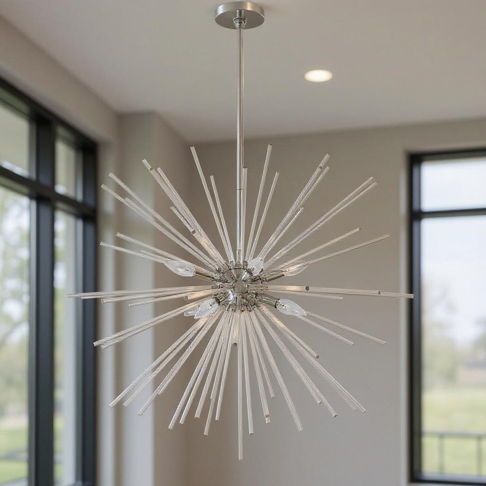 Eight Light Dimmable Chandelier With Shades