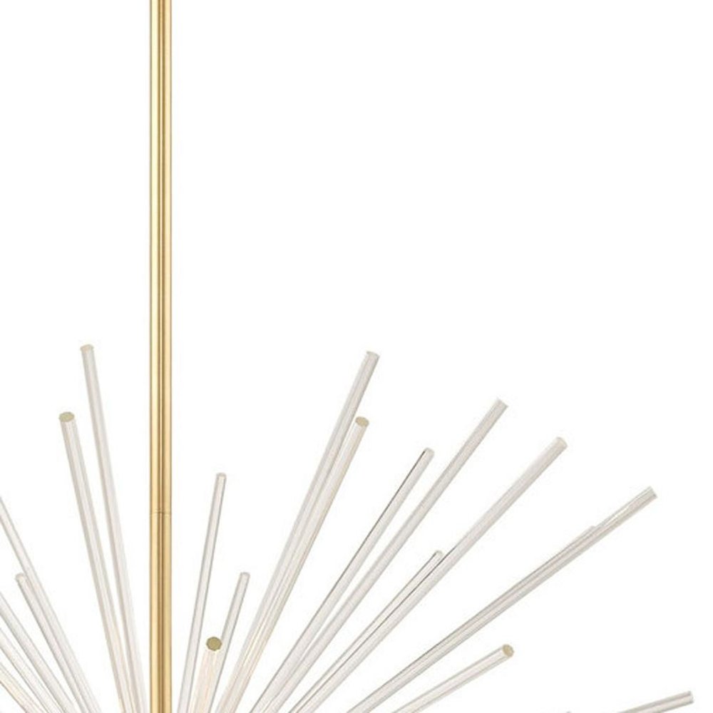 Brass Eight Light Metal Dimmable Chandelier With Shades