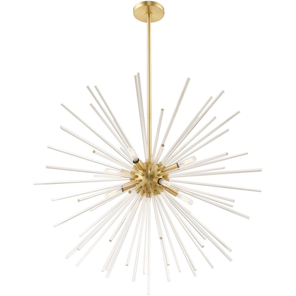 Brass Eight Light Metal Dimmable Chandelier With Shades