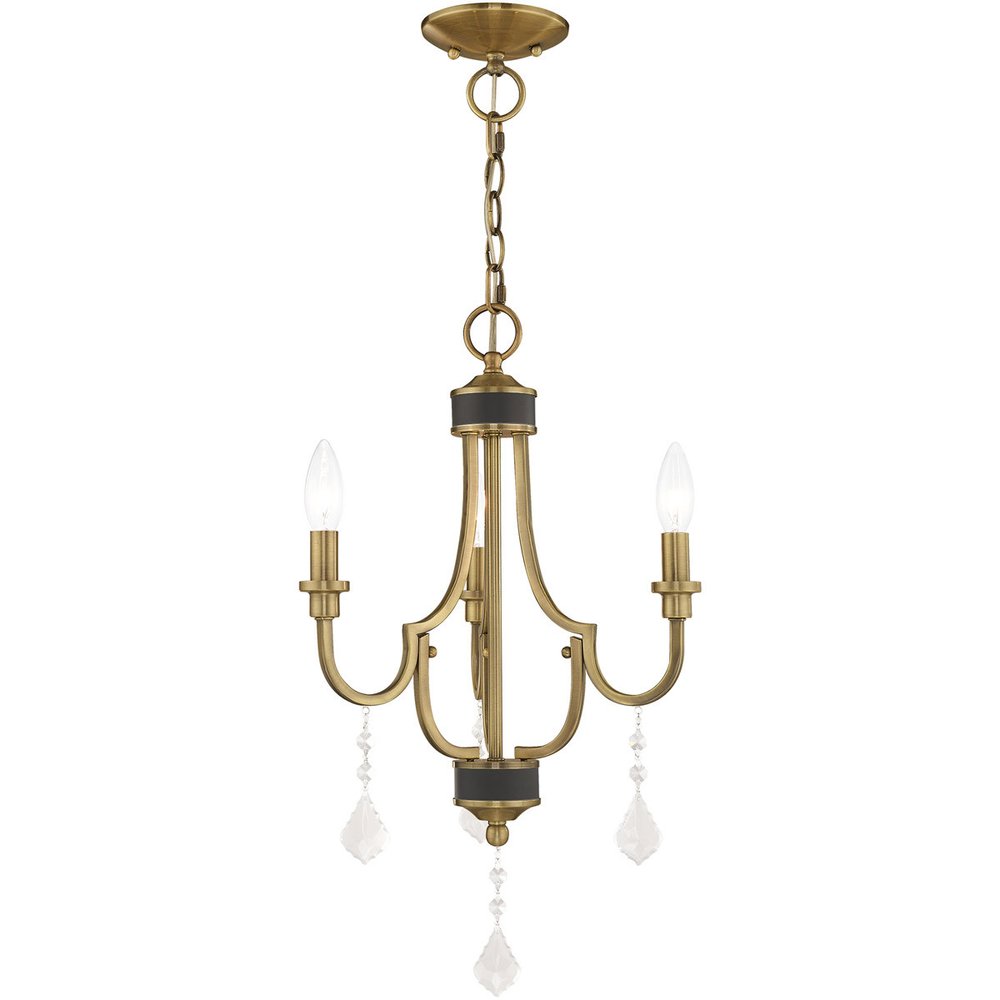 Antiqued Brass Three Light Metal Dimmable Chandelier With Shades