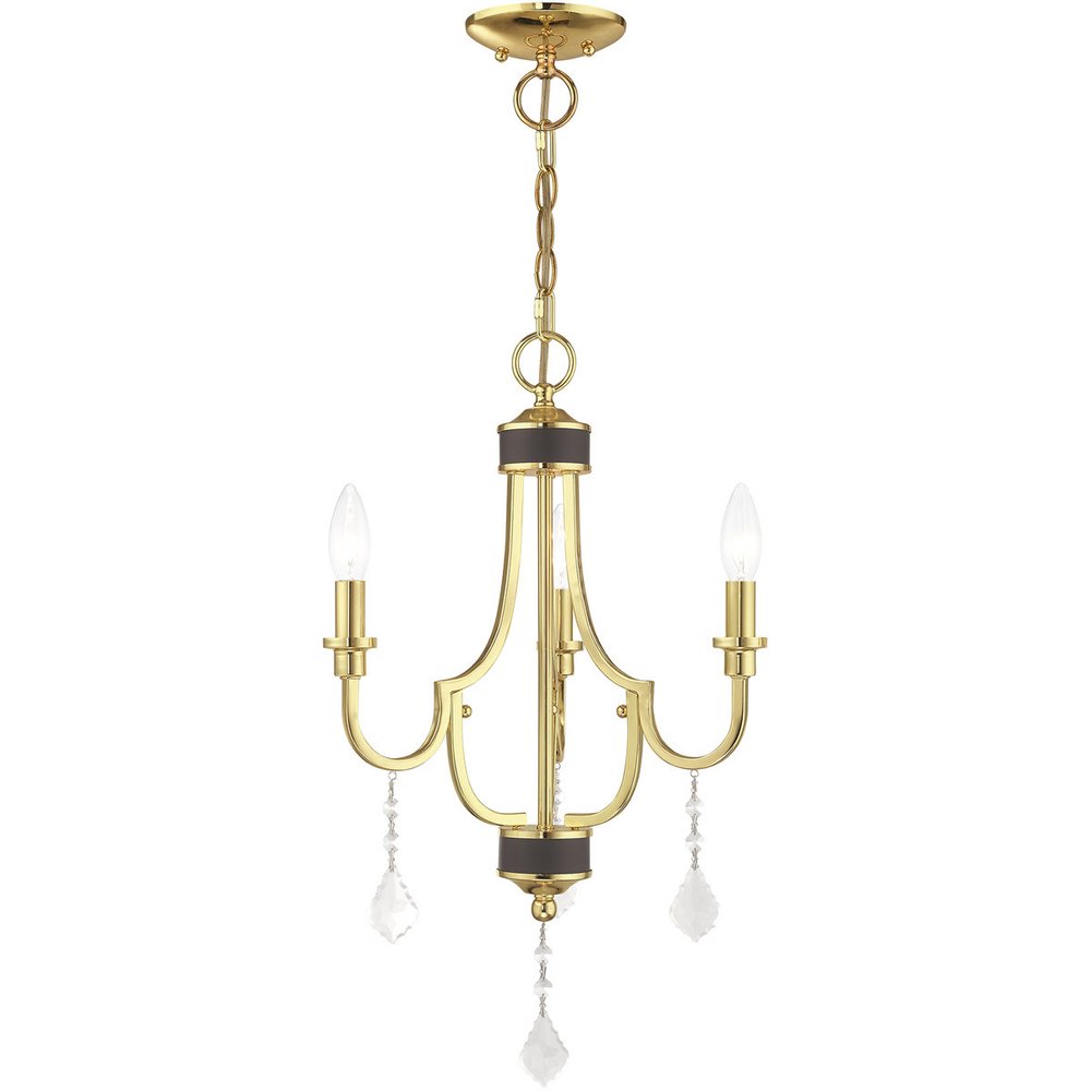 Brass Three Light Metal Dimmable Chandelier With Shades
