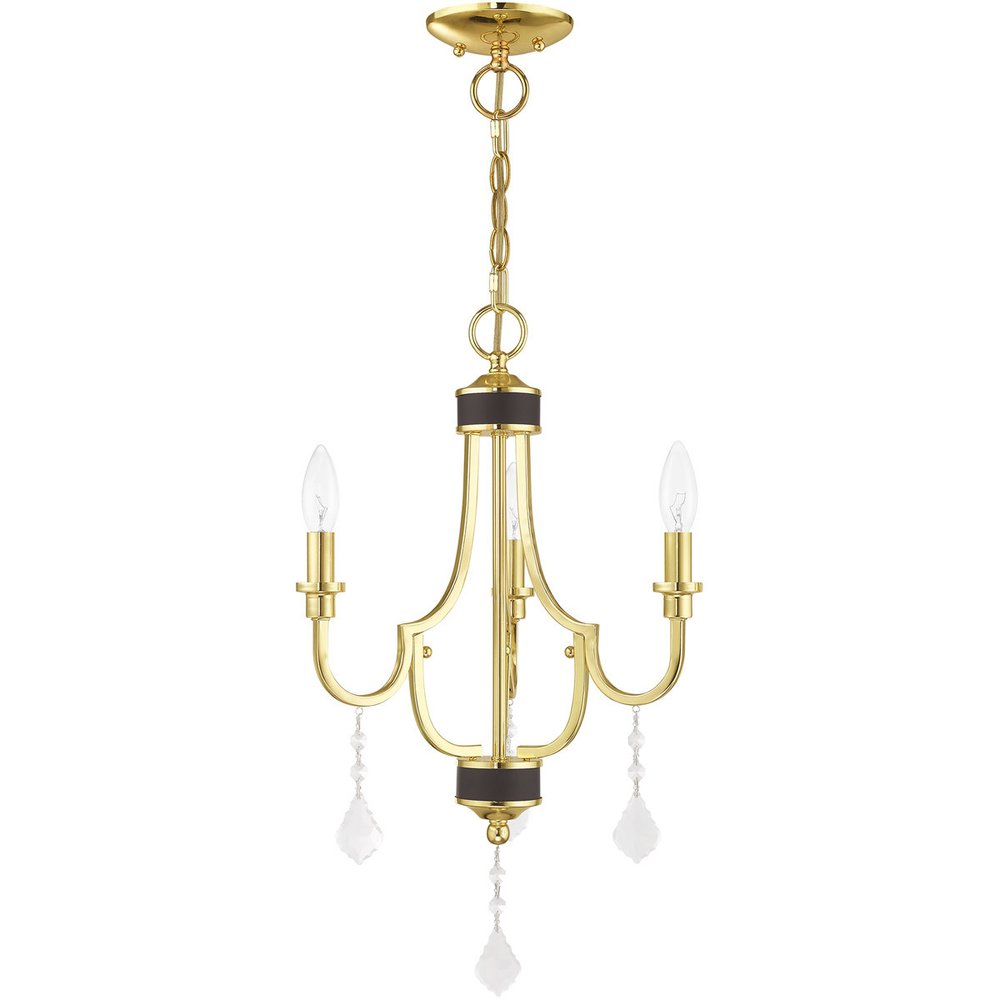 Brass Three Light Metal Dimmable Chandelier With Shades